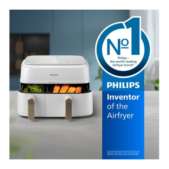 PHILIPS 3000 Series NA353/19 9L Dual Basket Air Fryer - White