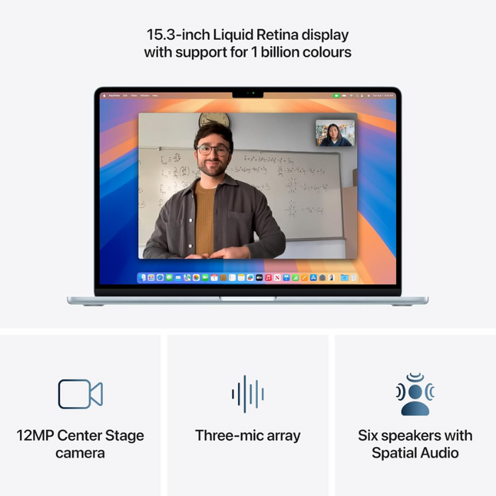 Apple 2025 MacBook Air 15-inch Laptop with M4 Chip, 15.3-inch Liquid Retina Display, 16GB Unified Memory, 512GB SSD Storage, Touch ID – Sky Blue