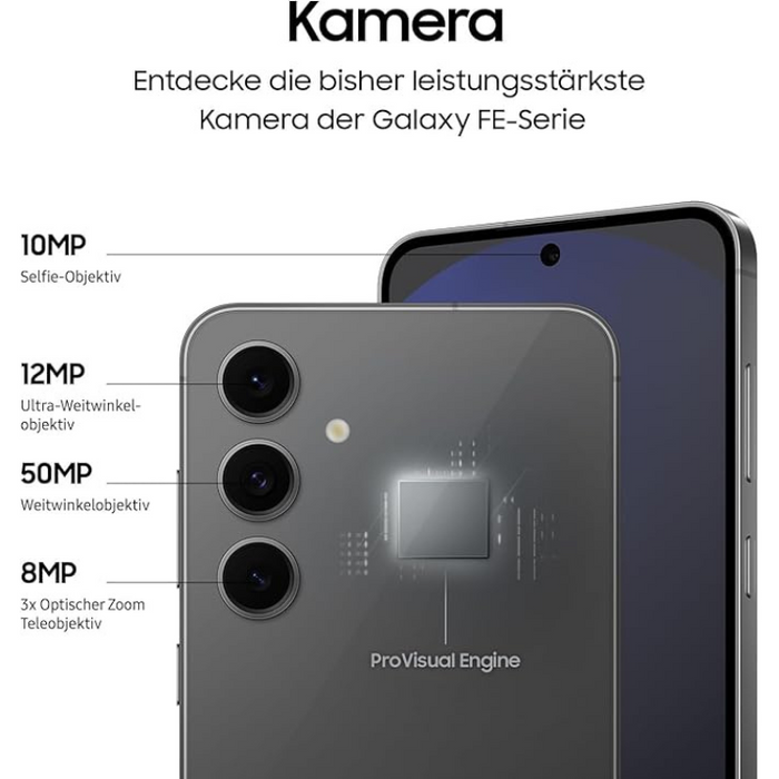Samsung Galaxy S24 FE 5G Smartphone 8GB RAM 256GB Storage 6.7" FHD+ Super AMOLED+ 120Hz Display 50MP Triple Camera 4700mAh Battery Android 14 with Galaxy AI Dual SIM Graphite