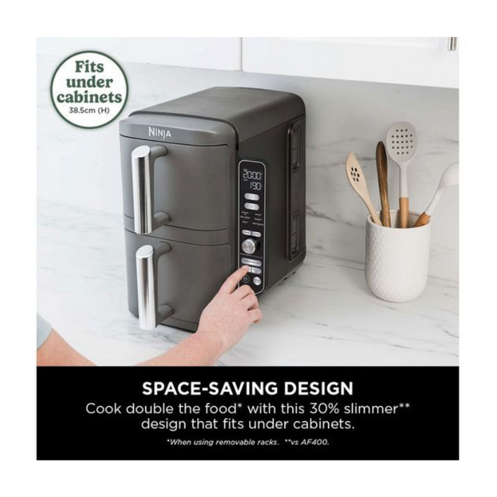 Ninja Double Stack XL 9.5L Air Fryer with 2 Drawers & 6 Functions – Grey (SL400UK)