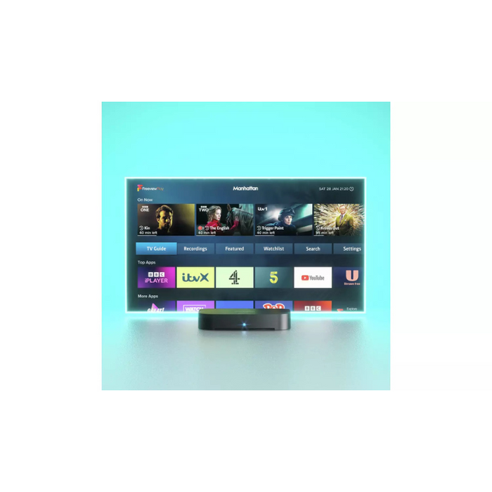 Manhattan T4-R 2TB Freeview Play 4K TV Recorder Pause, Rewind & Record Live TV with On-Demand Apps