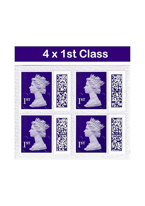 Roayal Mail 1st Class – 4 Pack Book QR Barcoded Self-Adhesive Postage Stamps