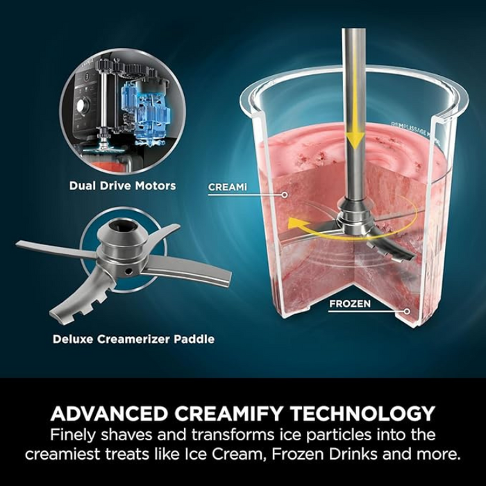 Ninja CREAMi Deluxe Ice Cream & Frozen Dessert Maker with 3 Tubs – 10 Functions, 2-in-1 Flavour Option – Silver (NC501UK)