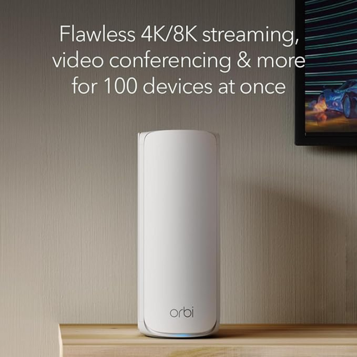 NETGEAR Orbi 770 Series Tri-Band WiFi 7 Mesh System (RBE772) – Router + 1 Satellite, Up to 11Gbps, 5,500 sq.ft. Coverage, 100 Devices, 2.5Gbps Internet Port
