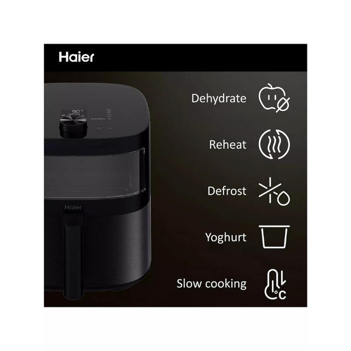 Haier Series 5 HAF5TW 7L 9-in-1 Digital Air Fryer with Accessories, LED Glass Window & Large Capacity – Black