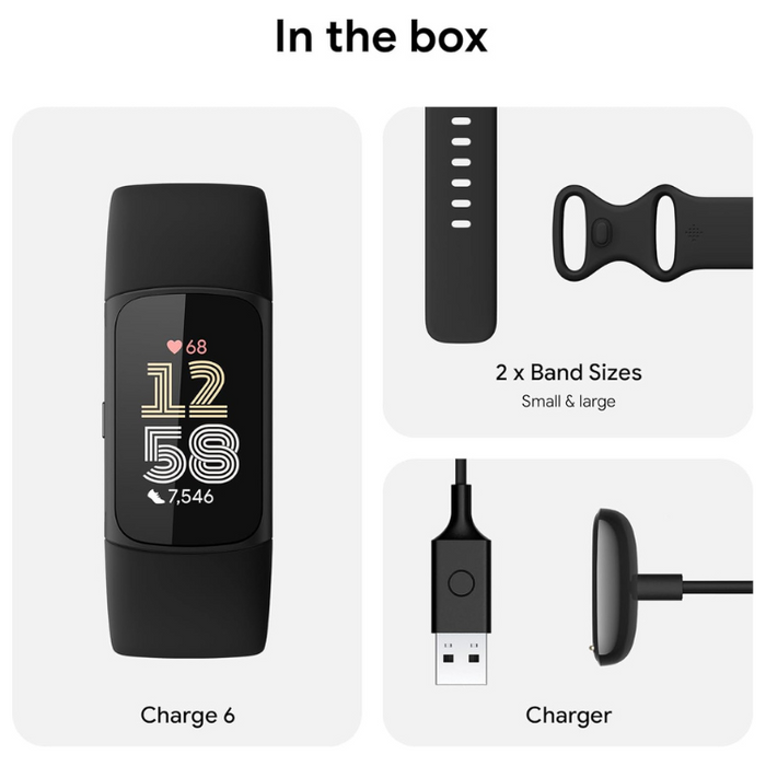 Google Fitbit Charge 6 Activity Tracker 7-Day Battery, Built-in GPS, Google Wallet & Maps - Obsidian