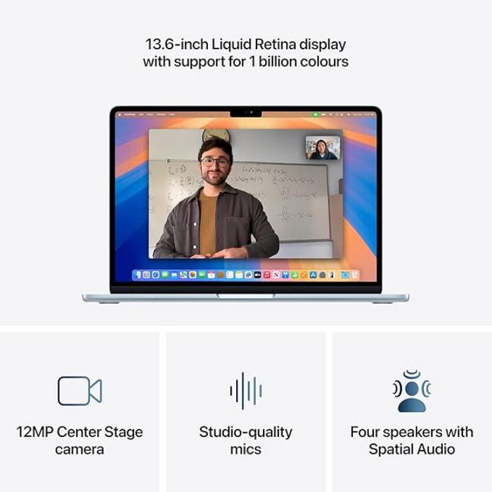 Apple 2025 MacBook Air 13-inch Laptop with M4 Chip 13.6" Liquid Retina Display 16GB RAM 256GB - Sky Blue/Midnight