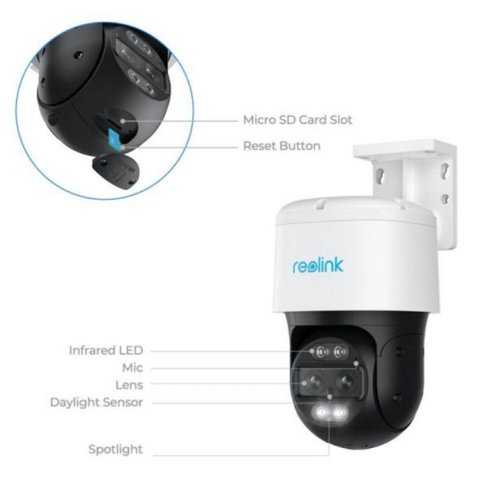 Reolink TrackMix-P 4K PTZ Dual-Lens PoE Security Camera – 6X Hybrid Zoom, Auto Tracking, Color Night Vision, 2-Way Audio