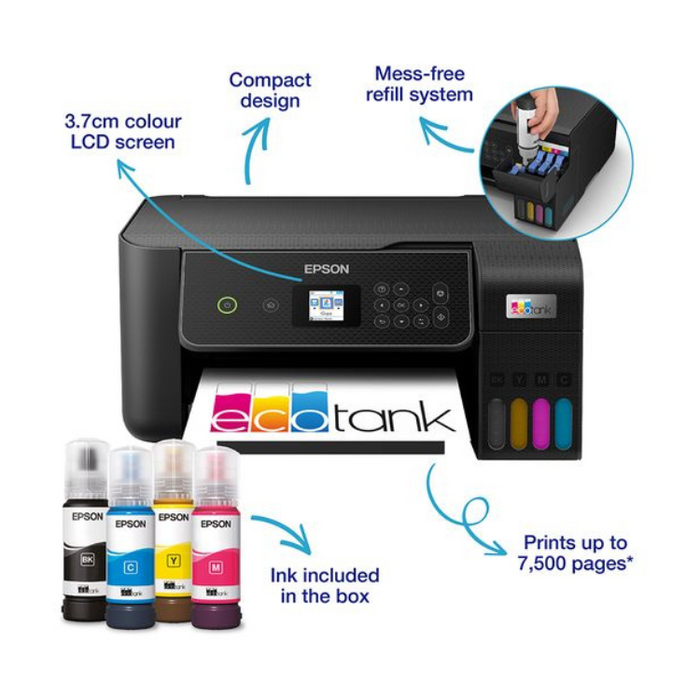 Epson EcoTank ET-2870 All-in-One Wireless Inkjet Printer – Cartridge-Free, WiFi, 3-in-1 Home Printer