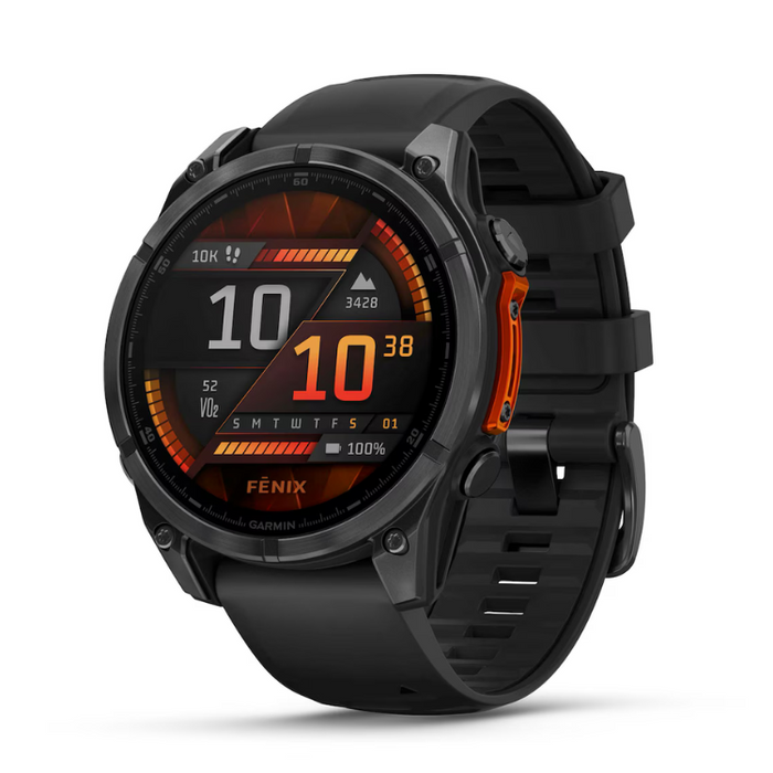 Garmin Fenix 8 AMOLED Smart Watch 47mm – Slate Grey with Black Silicone Band