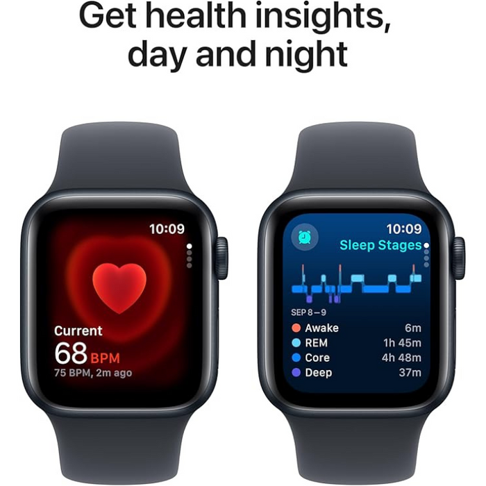 Apple Watch SE (2nd Gen) GPS, 40mm – Midnight Aluminum Case with Midnight Sport Band (S/M), Fitness & Sleep Tracker, Crash Detection, Heart Rate Monitor