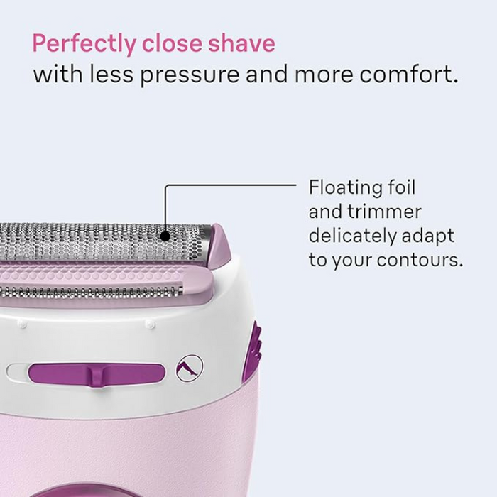 Braun Silk-épil Lady Shaver 5-100 – 2-in-1 Cordless Electric Women’s Razor & Trimmer (Pink)