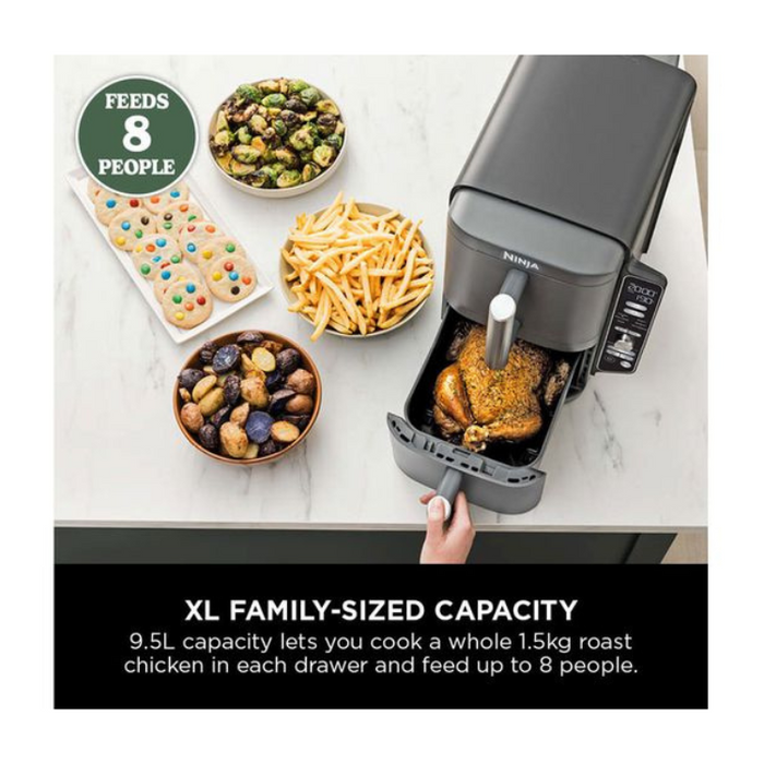 Ninja Double Stack XL 9.5L Air Fryer with 2 Drawers & 6 Functions – Grey (SL400UK)