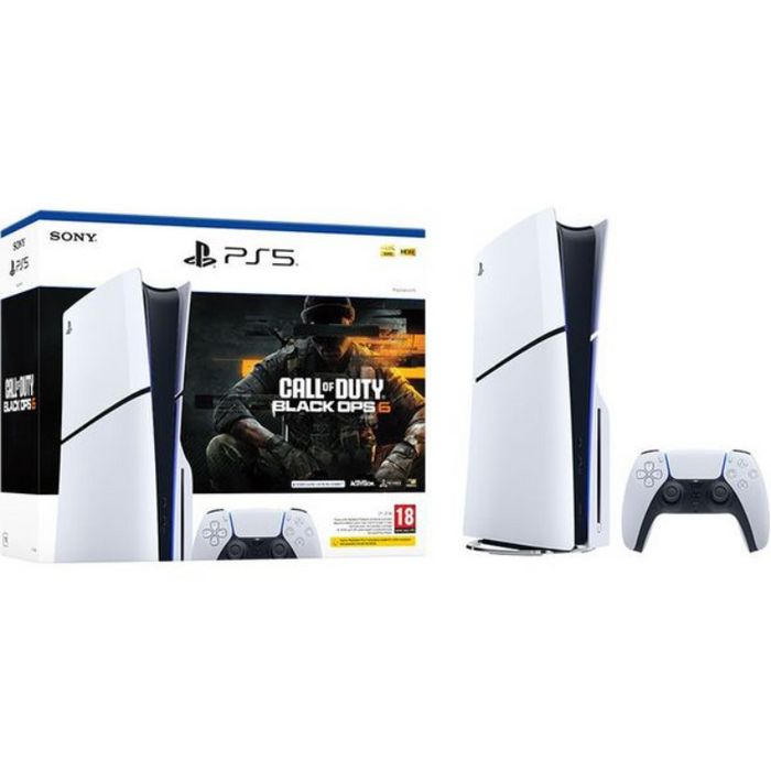 Sony PlayStation 5 Console Slim Model Call of Duty Black Ops 6 Bundle with 1TB SSD Ultra HD 4K Graphics HDR Blu-ray Drive DualSense Wireless Controller WiFi Bluetooth and Backward Compatibility