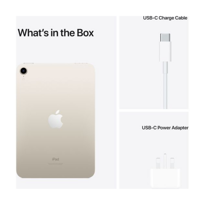 Apple iPad Mini 8.3" (2021) – 64GB A15 Bionic Wi-Fi Touch ID Liquid Retina Display - Starlight