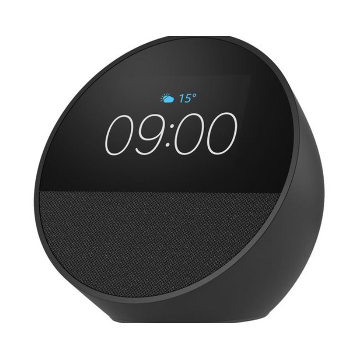Amazon Echo Spot Smart Alarm Clock with Alexa Smart Display, Music & Home Control – Black
