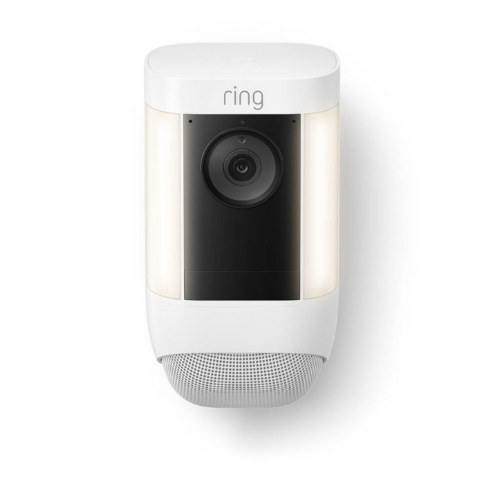 Ring Spotlight Cam Pro Battery – 2K HD Security Camera with LED Spotlights – White