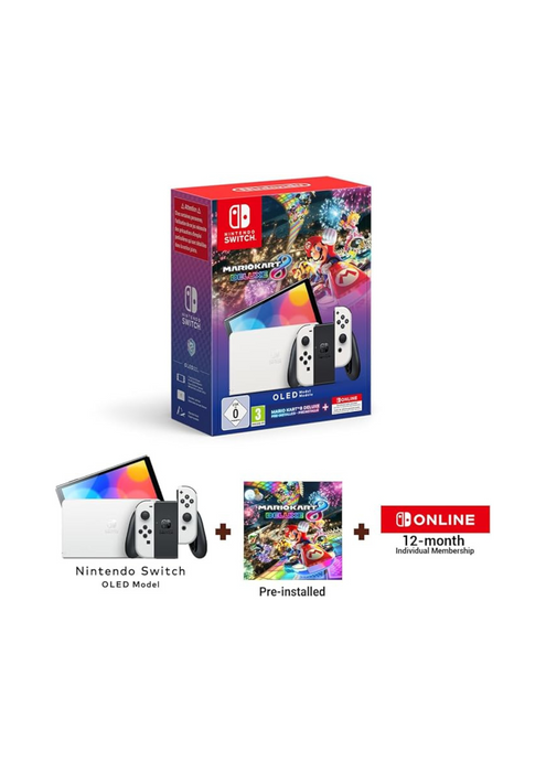 NINTENDO Switch OLED White & Mario Kart 8 Deluxe & Nintendo Switch